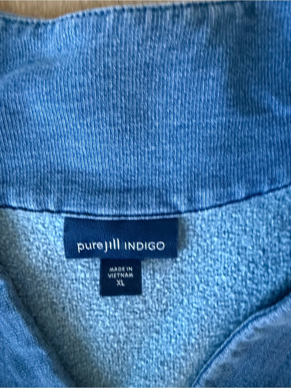 Pure J Jill Indigo French Terry crossover V-neck pullover top- Size XL - Picture 3 of 5